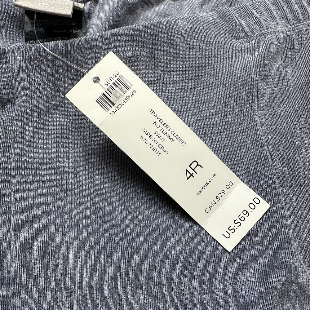 NEW CHICO'S TRAVELERS sz 4 (1X 20, 22) Classic No Tummy Pant NWT CARBON GRAY Z23 - Picture 2 of 7